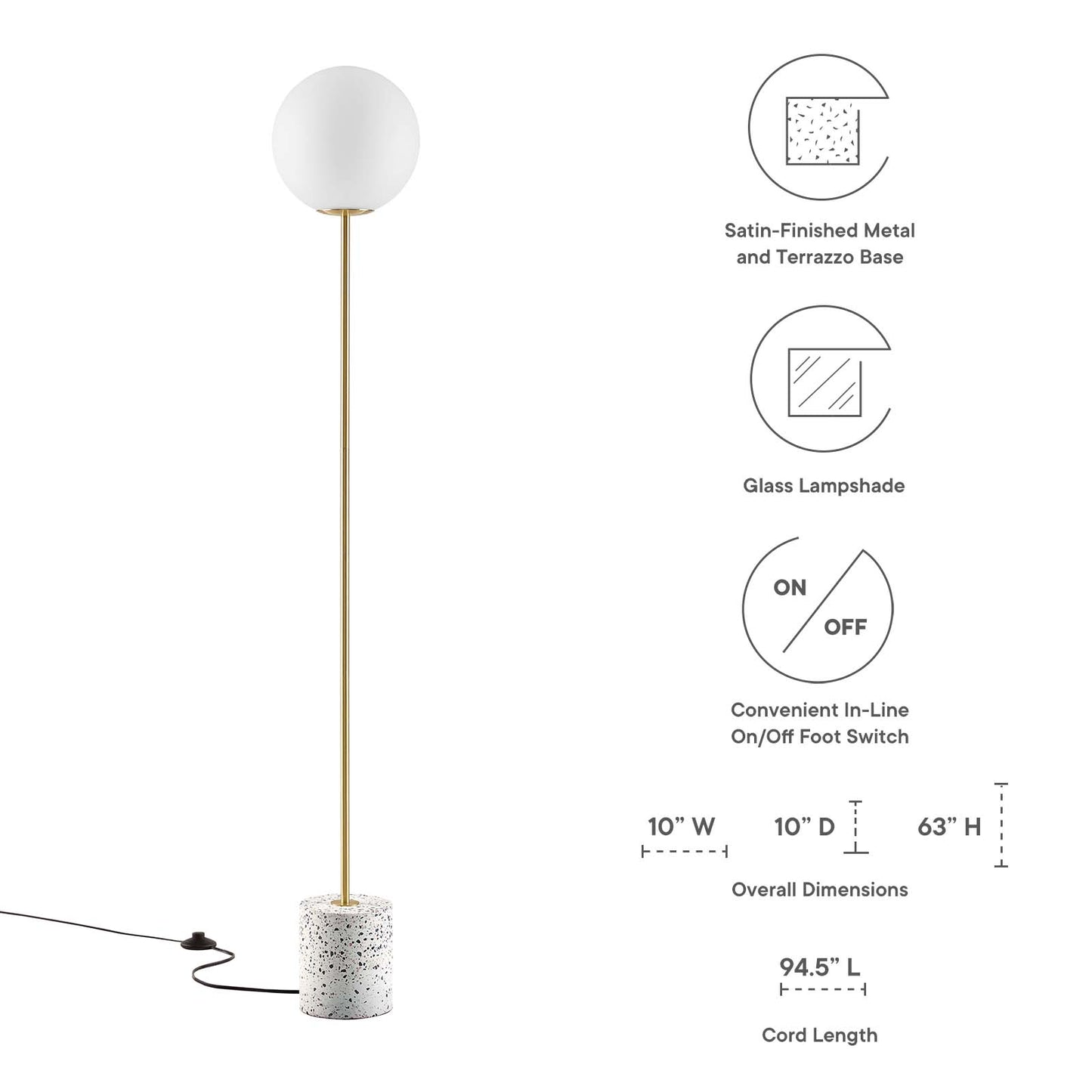 Logic Terrazzo Floor Lamp By Modway - EEI-5626-WHI | Floor Lamps |  Modishstore - 2