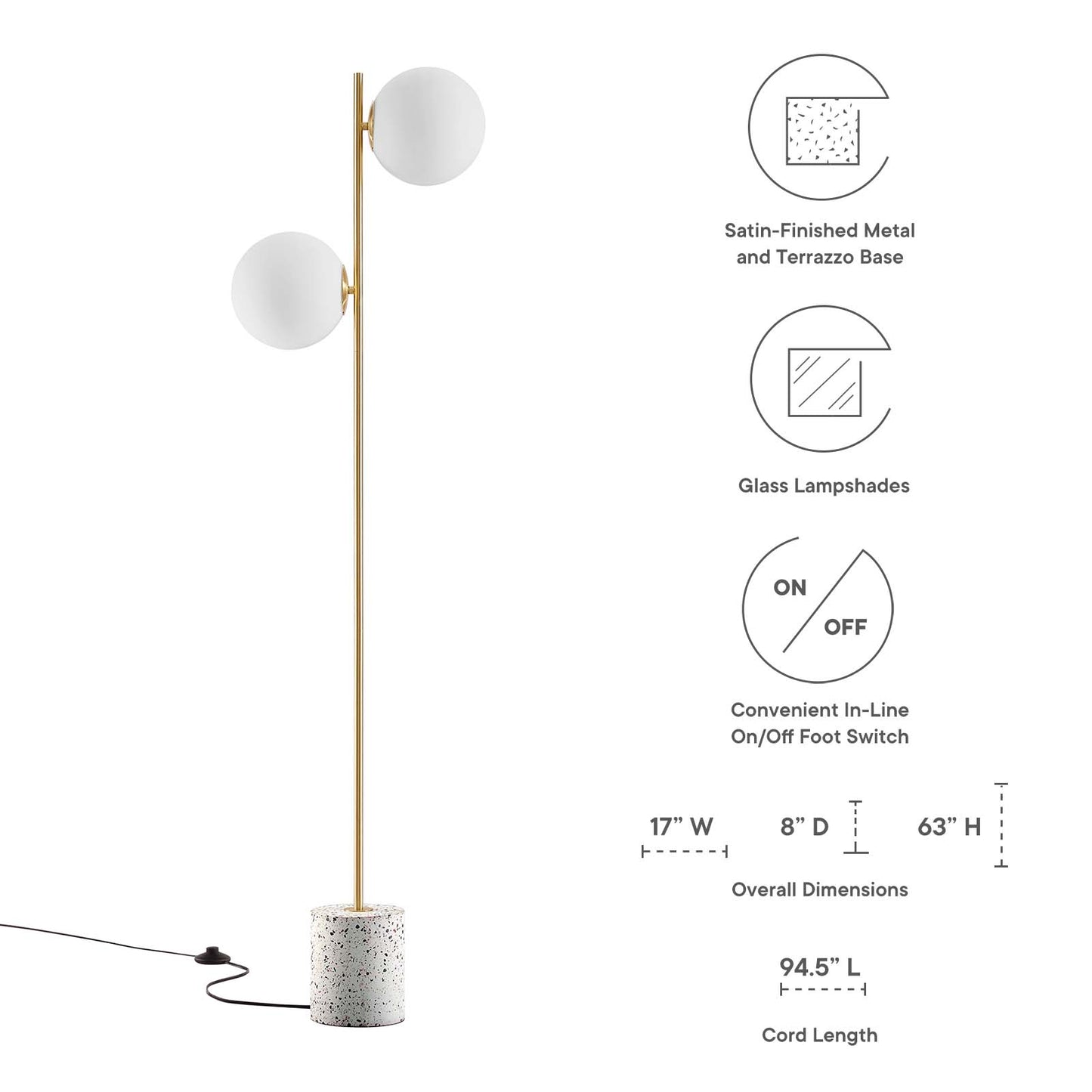 Logic Terrazzo Floor Lamp By Modway - EEI-5628-WHI | Floor Lamps |  Modishstore - 3
