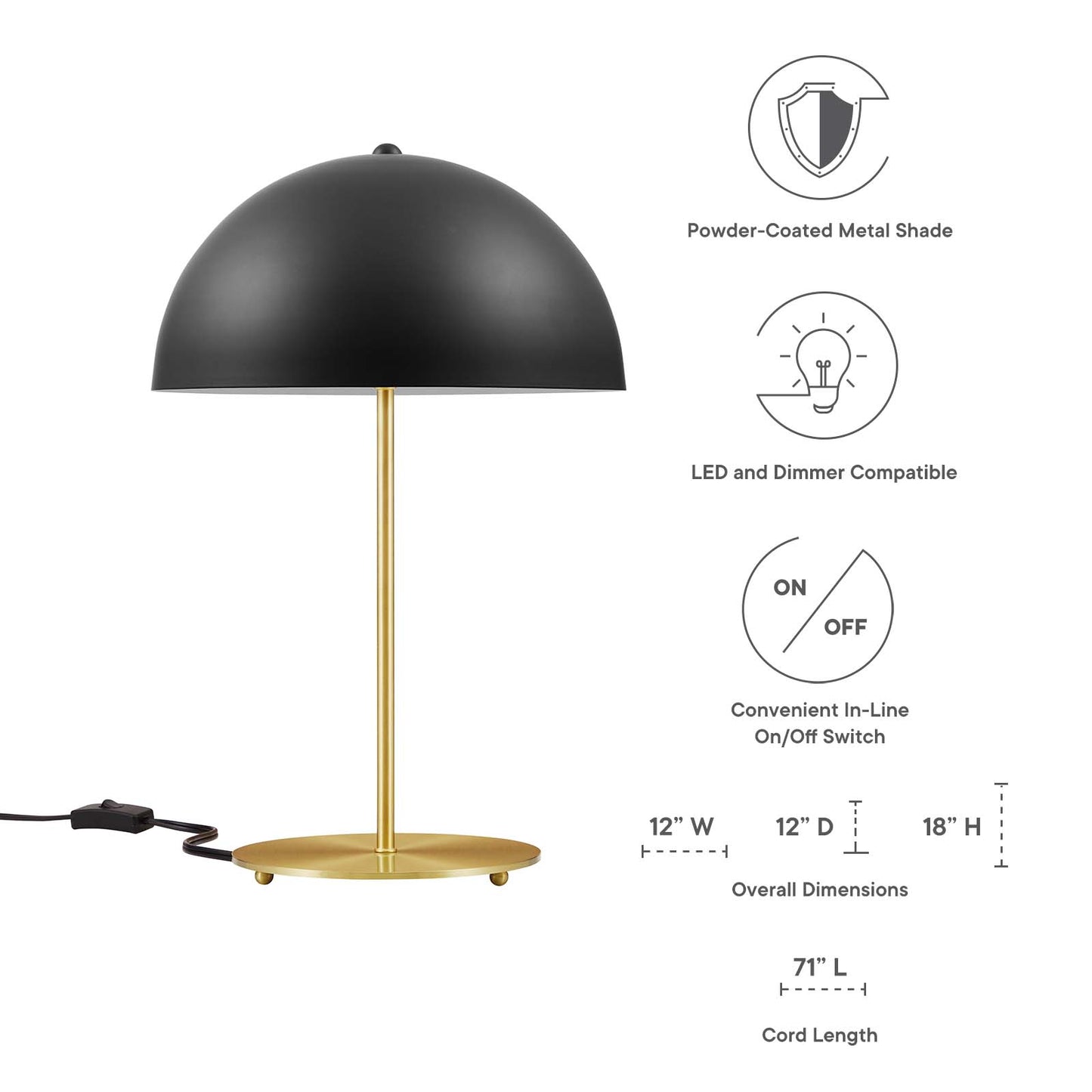 Ideal Metal Table Lamp By Modway - EEI-5629-BLK-SBR | Table Lamps |  Modishstore - 3