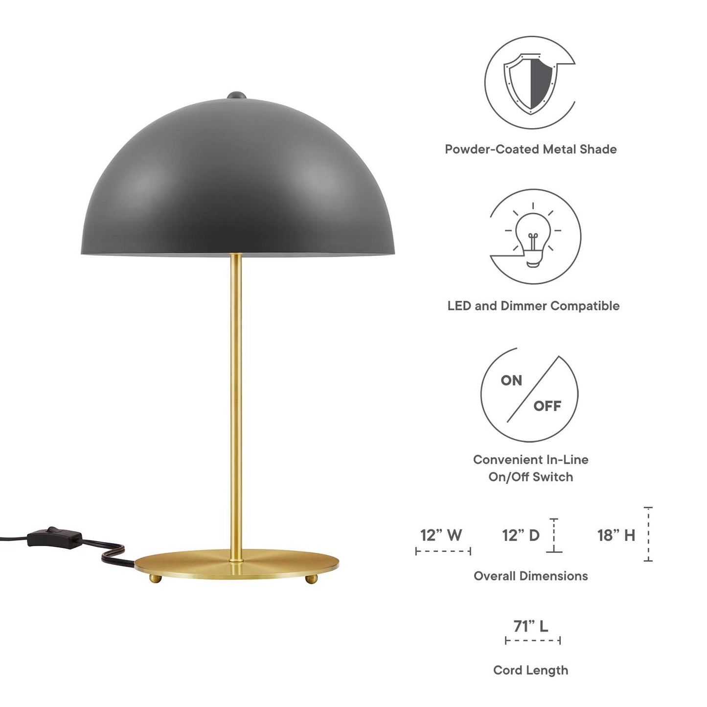 Ideal Metal Table Lamp By Modway - EEI-5629-BLK-SBR | Table Lamps |  Modishstore - 10