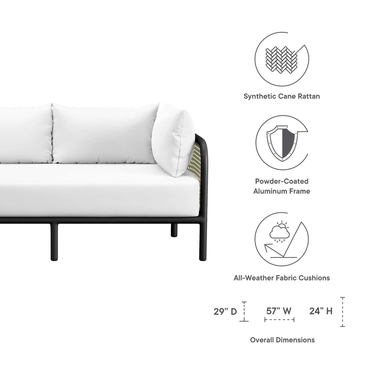 Hanalei Outdoor Patio 5-Piece Sectional By Modway - EEI-5634 | Outdoor Sofas, Loveseats & Sectionals | Modishstore - 12