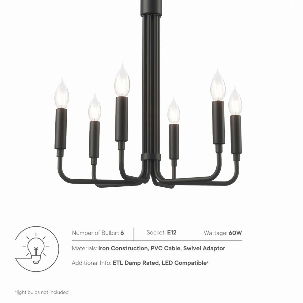 Rekindle 6-Light Chandelier By Modway - EEI-5637 | Chandeliers | Modishstore - 7