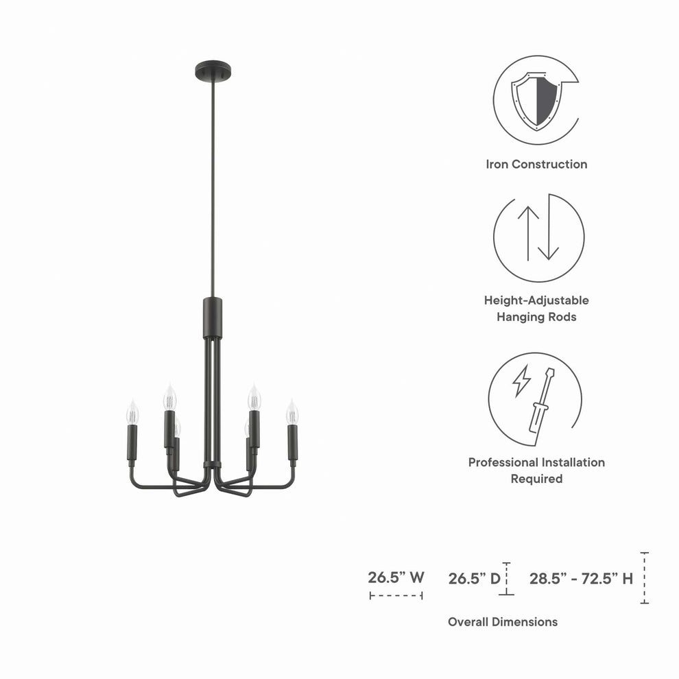 Rekindle 6-Light Chandelier By Modway - EEI-5637 | Chandeliers | Modishstore - 8