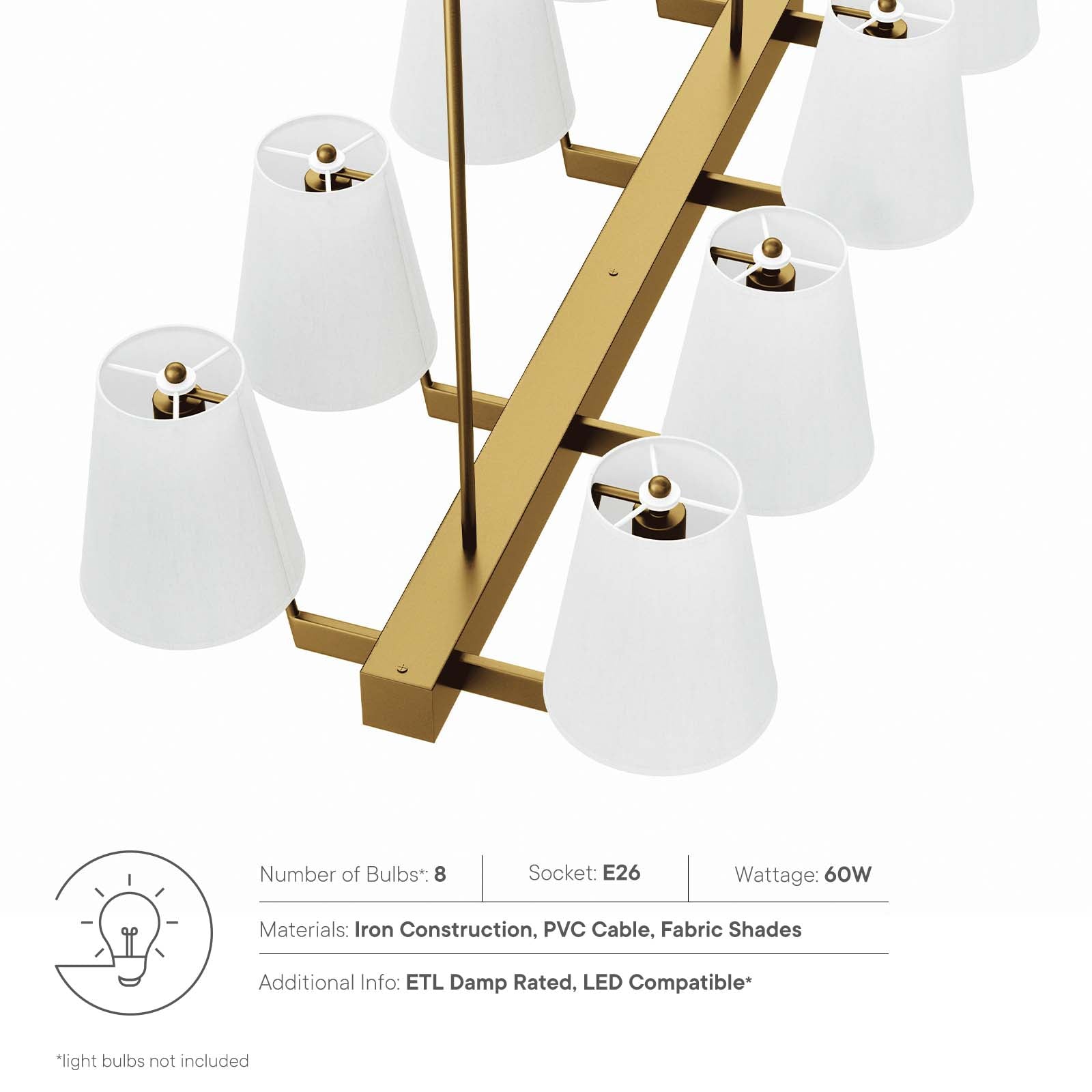 Enthrall 8-Light Chandelier By Modway - EEI-5642 | Chandeliers | Modishstore - 15