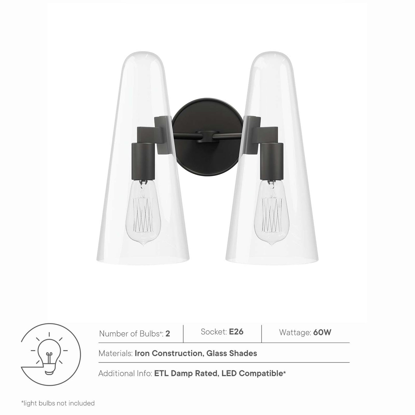 Beacon 2-Light Wall Sconce By Modway - EEI-5646 | Sconces | Modishstore - 7