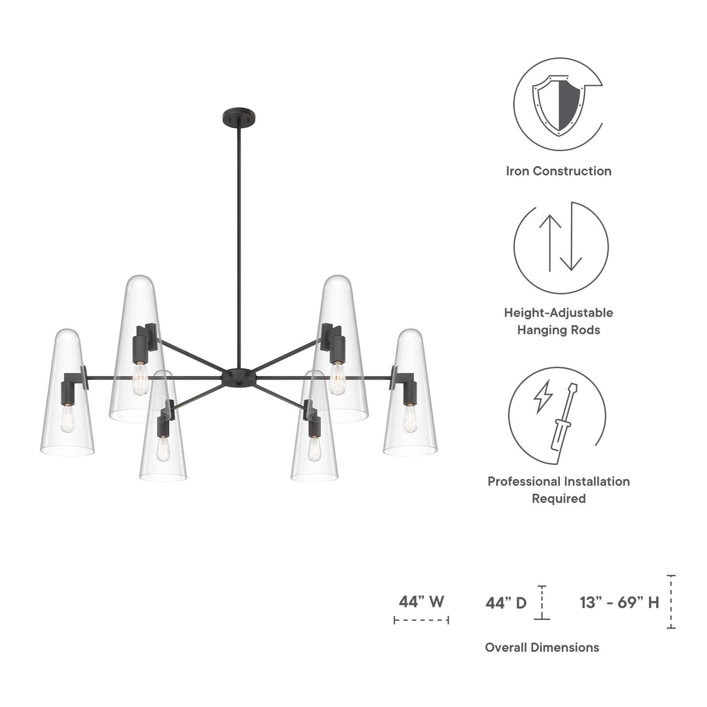 Beacon 6-Light Chandelier By Modway - EEI-5648 | Chandeliers | Modishstore - 8