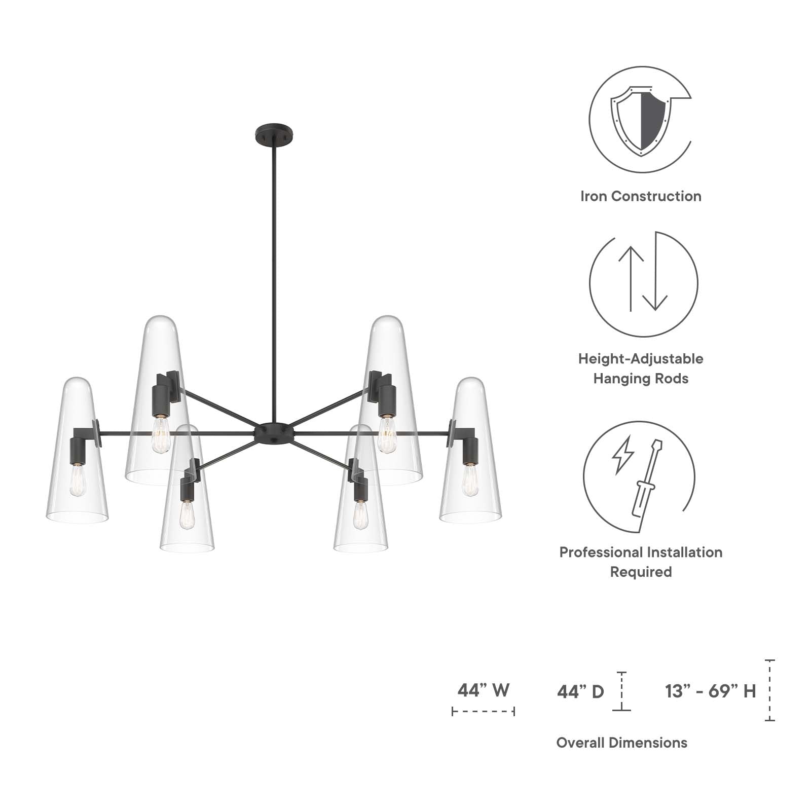 Beacon 6-Light Chandelier By Modway - EEI-5648 | Chandeliers | Modishstore - 8