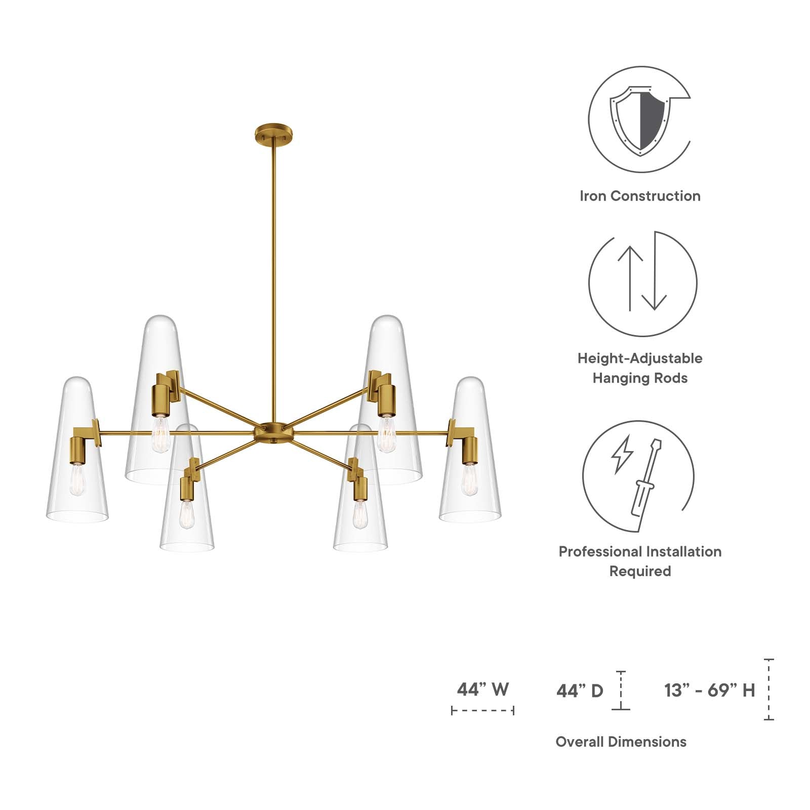 Beacon 6-Light Chandelier By Modway - EEI-5648 | Chandeliers | Modishstore - 16