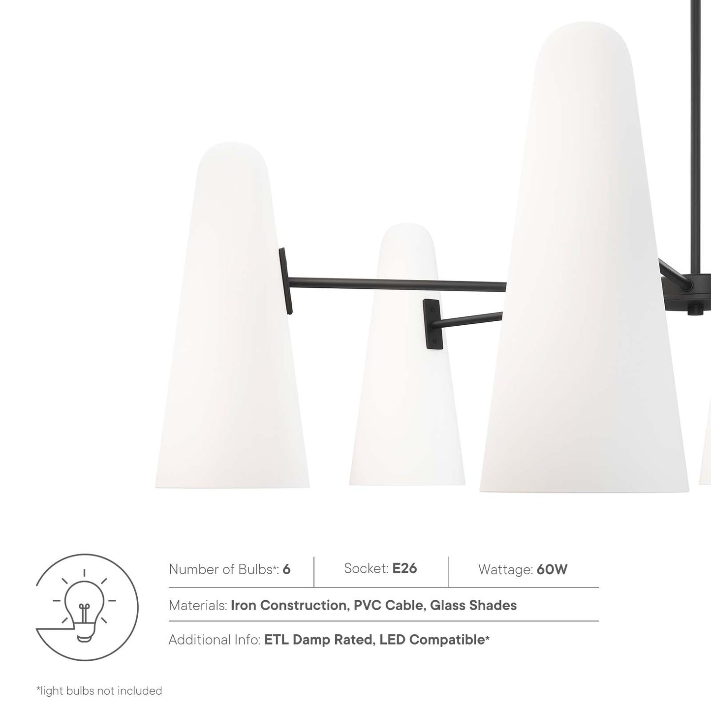 Beacon 6-Light Chandelier By Modway - EEI-5648 | Chandeliers | Modishstore - 23