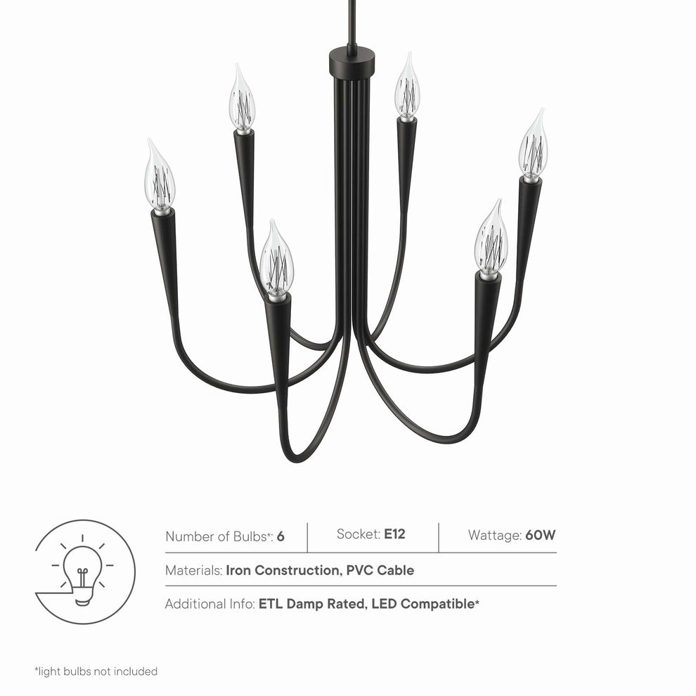 Penrose 6-Light Chandelier By Modway - EEI-5661 | Chandeliers | Modishstore - 6