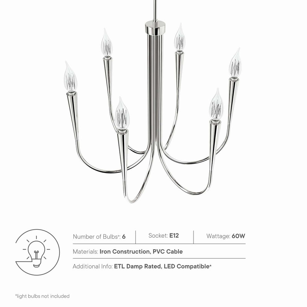 Penrose 6-Light Chandelier By Modway - EEI-5661 | Chandeliers | Modishstore - 14