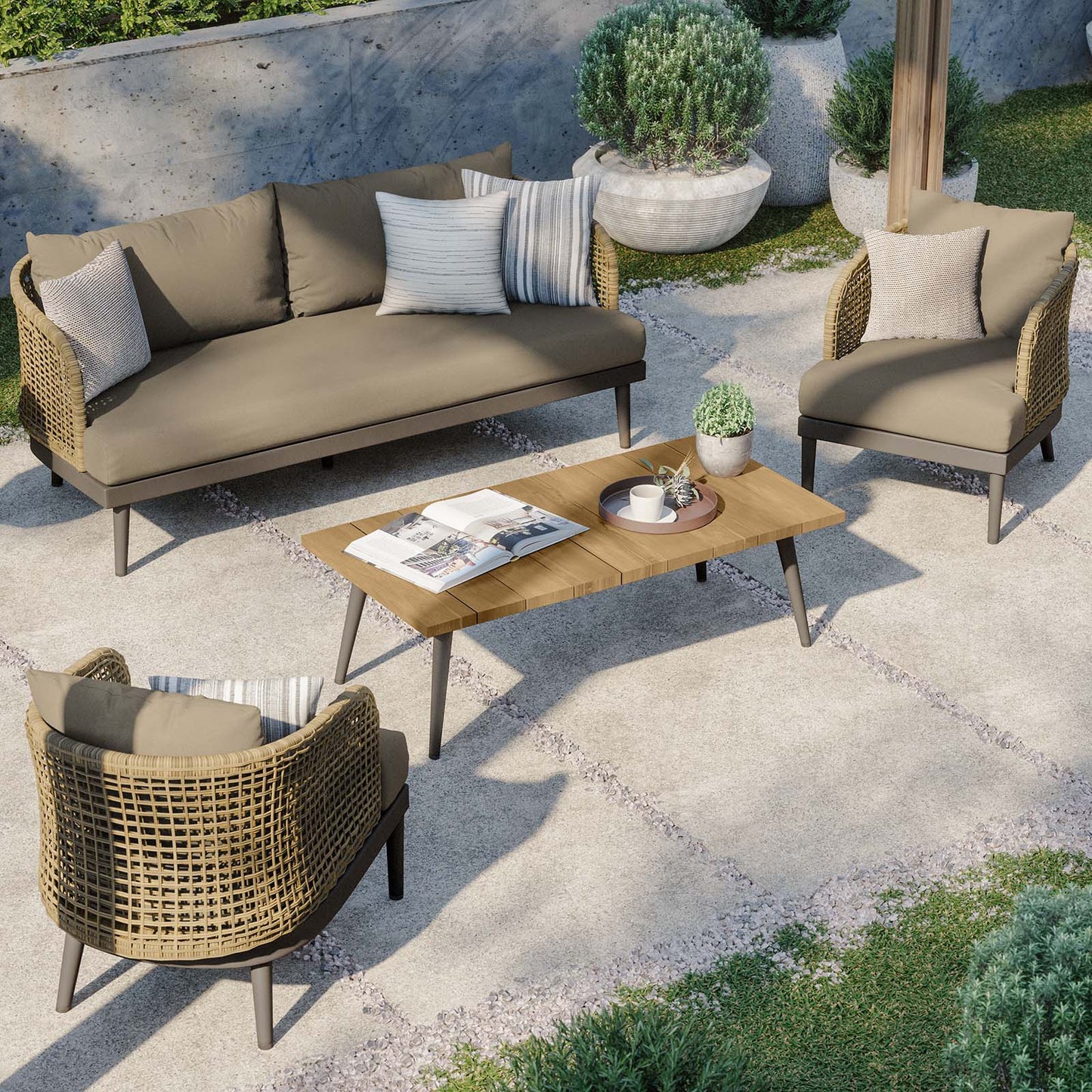 Meadow 4-Piece Outdoor Patio Set By Modway - EEI-5672 | Outdoor Sofas, Loveseats & Sectionals | Modishstore - 1