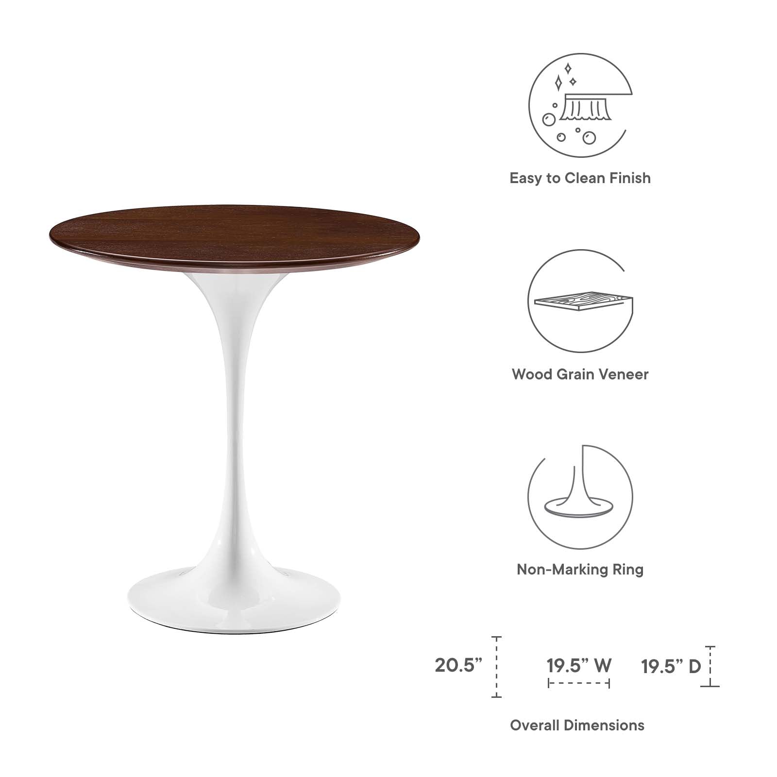 Lippa 20" Round Side Table By Modway - EEI-5679-WHI-CHE | Side Tables |  Modishstore - 5