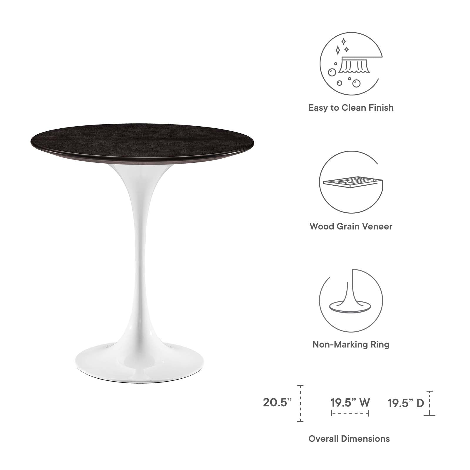 Lippa 20" Round Side Table By Modway - EEI-5679-WHI-CHE | Side Tables |  Modishstore - 16