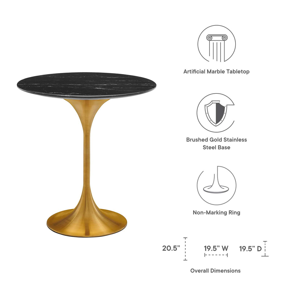 Lippa 20" Round Artificial Marble Side Table By Modway - EEI-5685 | Side Tables | Modishstore - 5