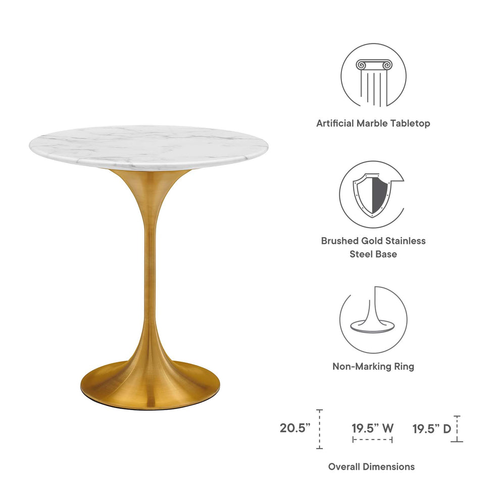 Lippa 20" Round Artificial Marble Side Table By Modway - EEI-5685 | Side Tables | Modishstore - 5