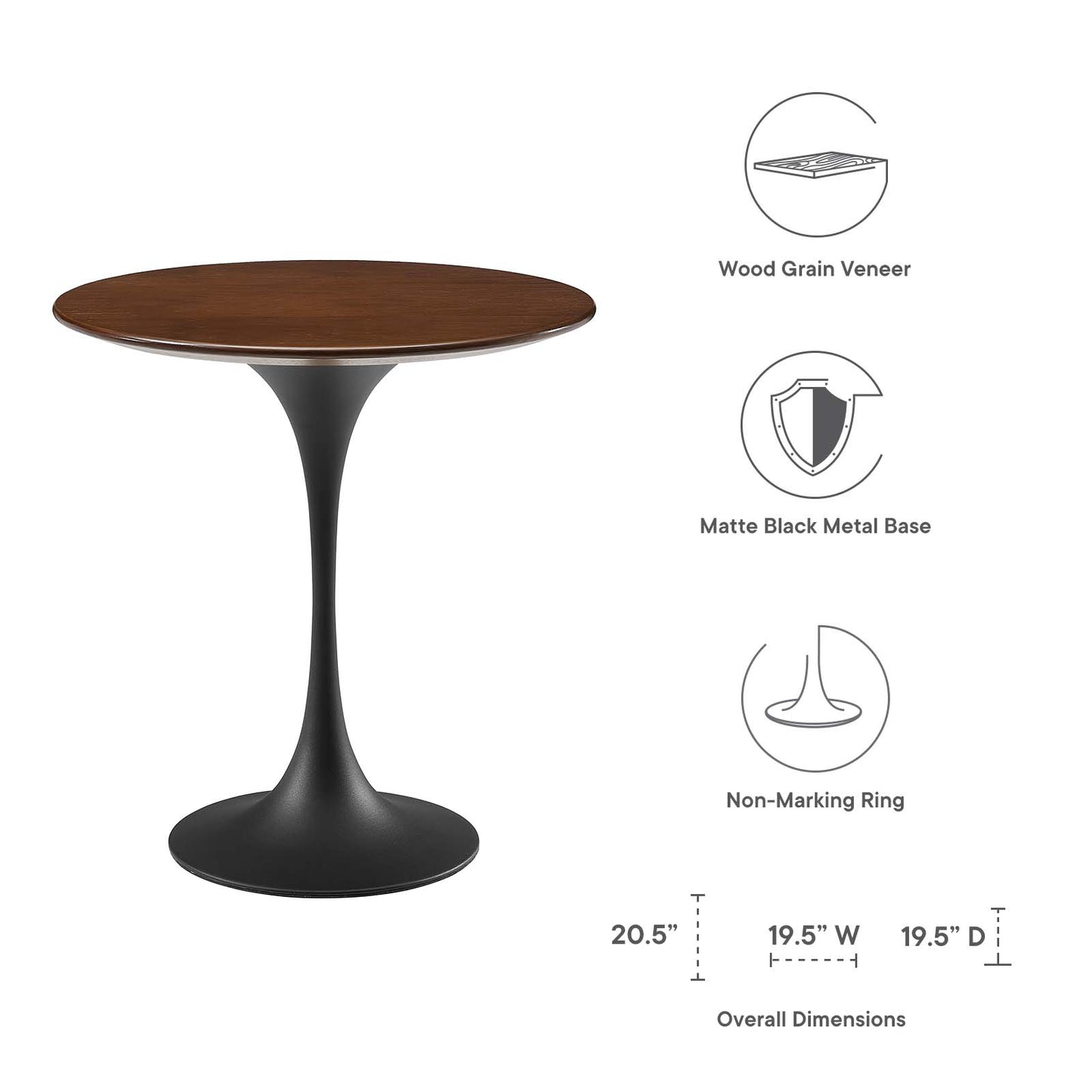 Lippa 20" Round Side Table By Modway - EEI-5689-BLK-CHE | Side Tables |  Modishstore - 5