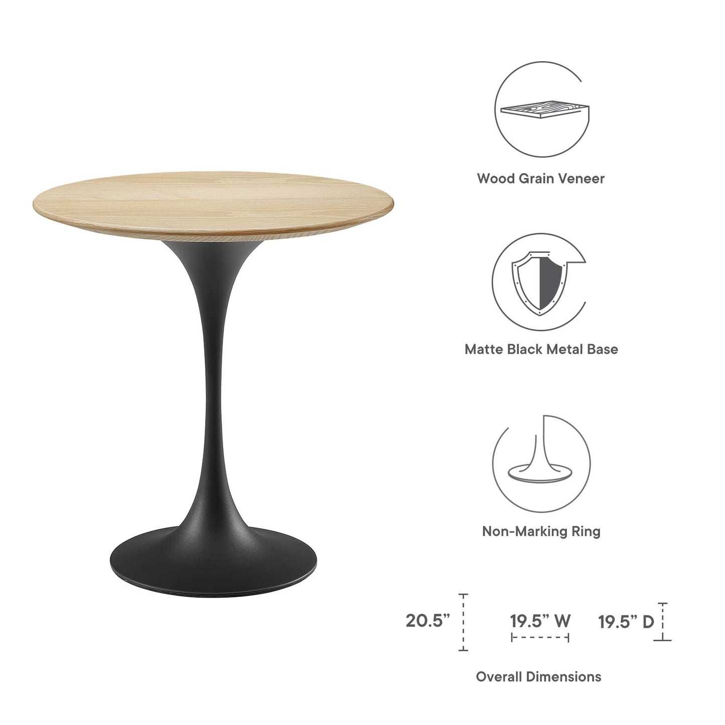 Lippa 20" Round Side Table By Modway - EEI-5689-BLK-CHE | Side Tables |  Modishstore - 10