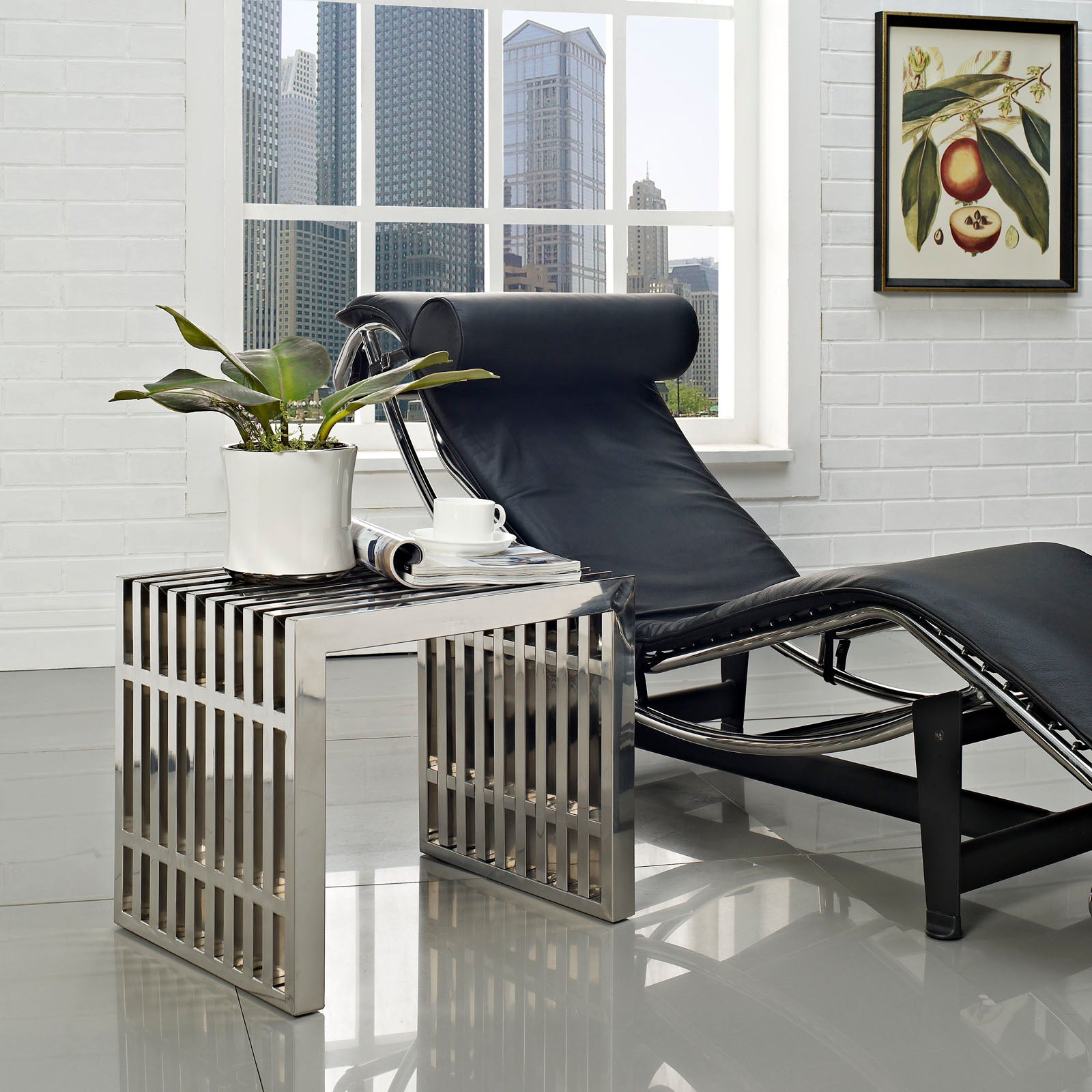 Gridiron Small Stainless Steel Bench By Modway - EEI-569 | Benches | Modishstore - 1