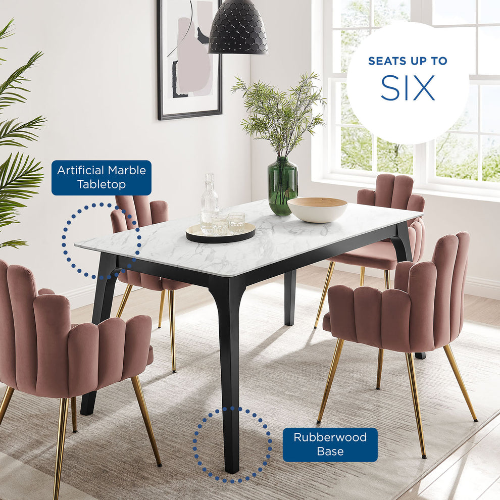 Modway Juxtapose 63" Rectangular Performance Artificial Marble Dining Table - EEI-5693 | Dining Tables | Modishstore - 7