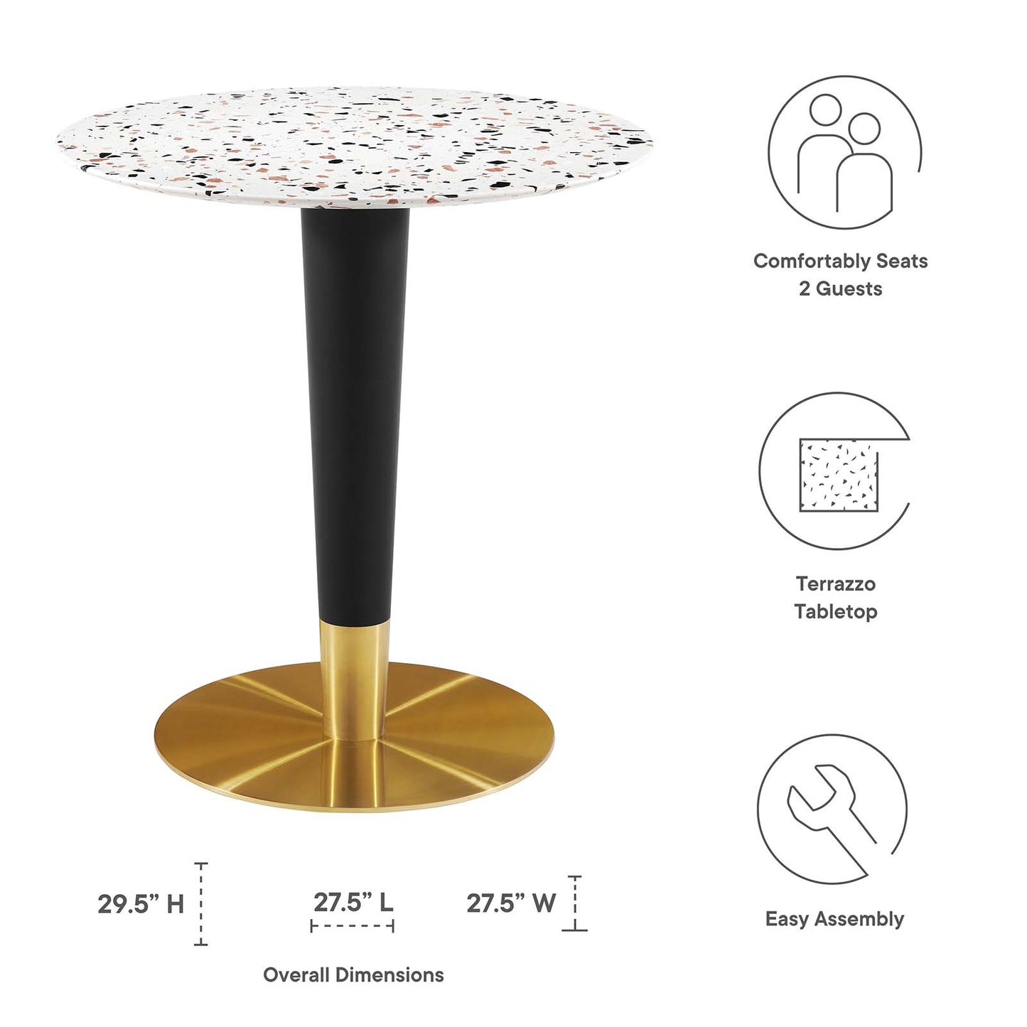 Zinque 28" Round Terrazzo Dining Table By Modway - EEI-5702-GLD-WHI | Dining Tables |  Modishstore - 5
