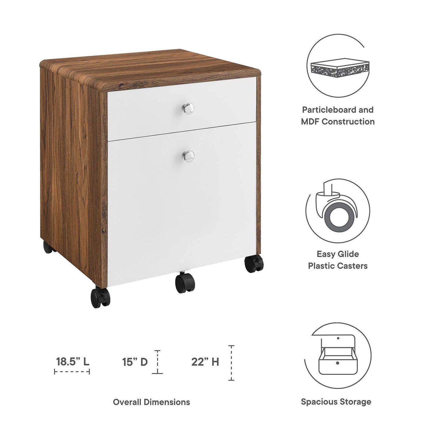 Render Wood File Cabinet By Modway - EEI-5705-WAL-WHI | Cabinets |  Modishstore - 8