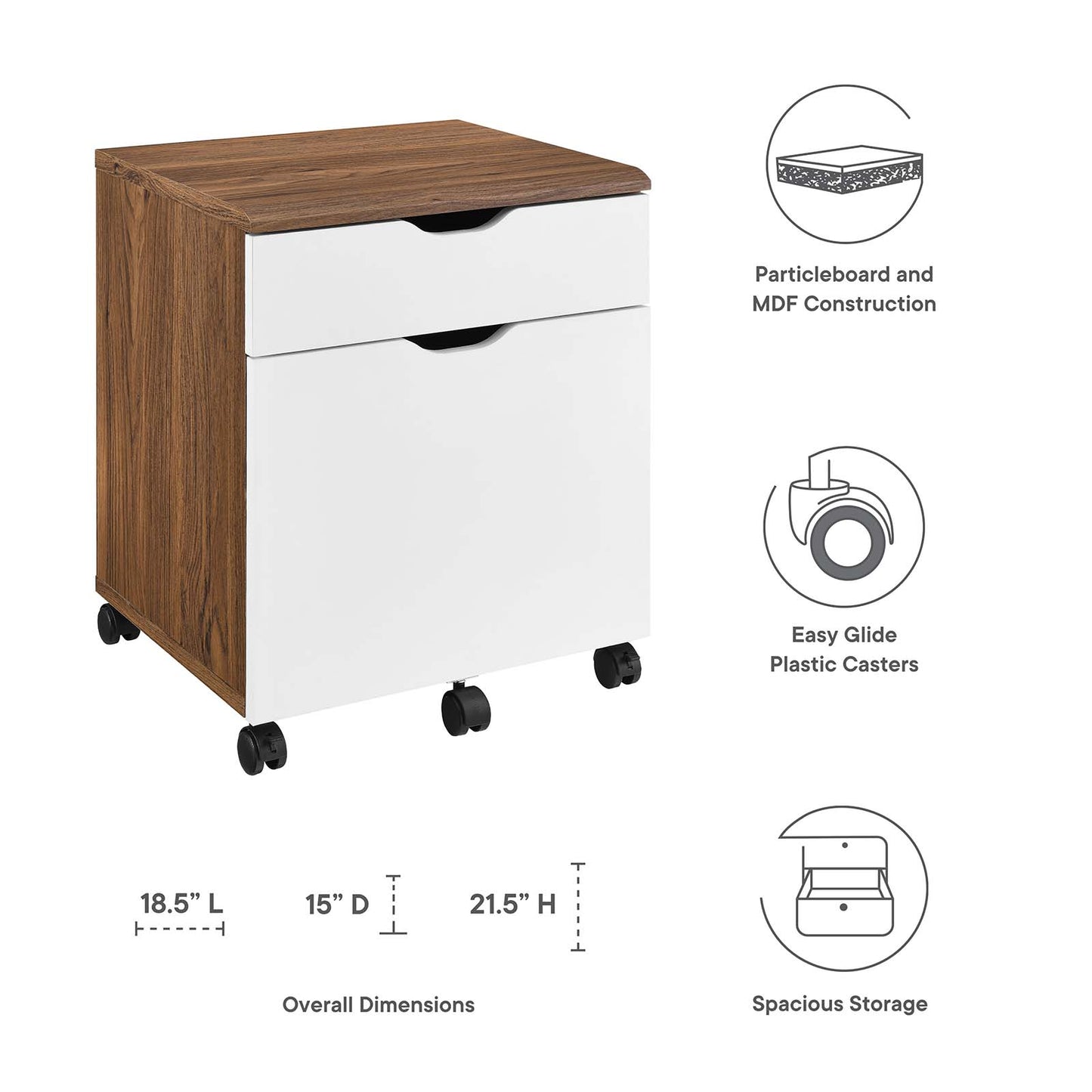 Envision Wood File Cabinet By Modway - EEI-5706-WAL-WHI | Cabinets |  Modishstore - 8