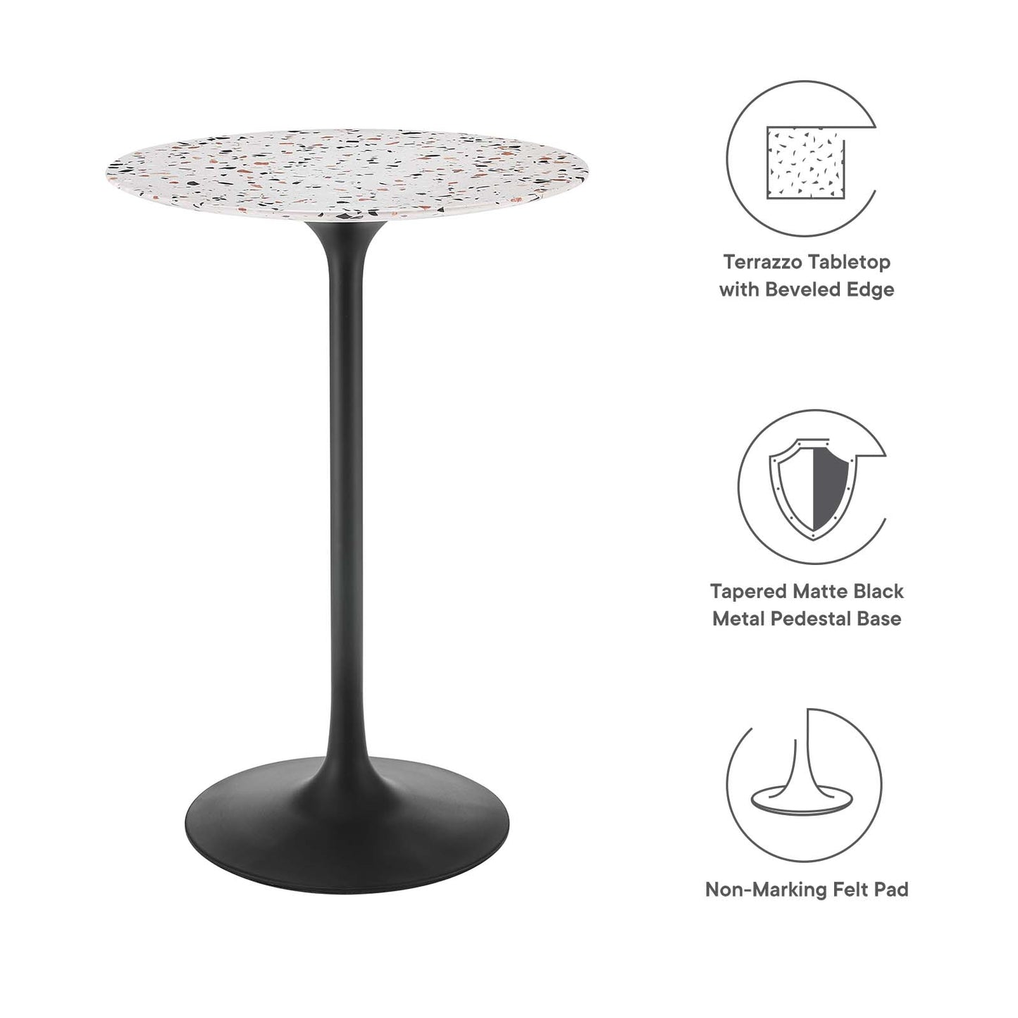 Lippa 28" Round Terrazzo Bar Table By Modway - EEI-5709 | Bar Tables | Modishstore - 5