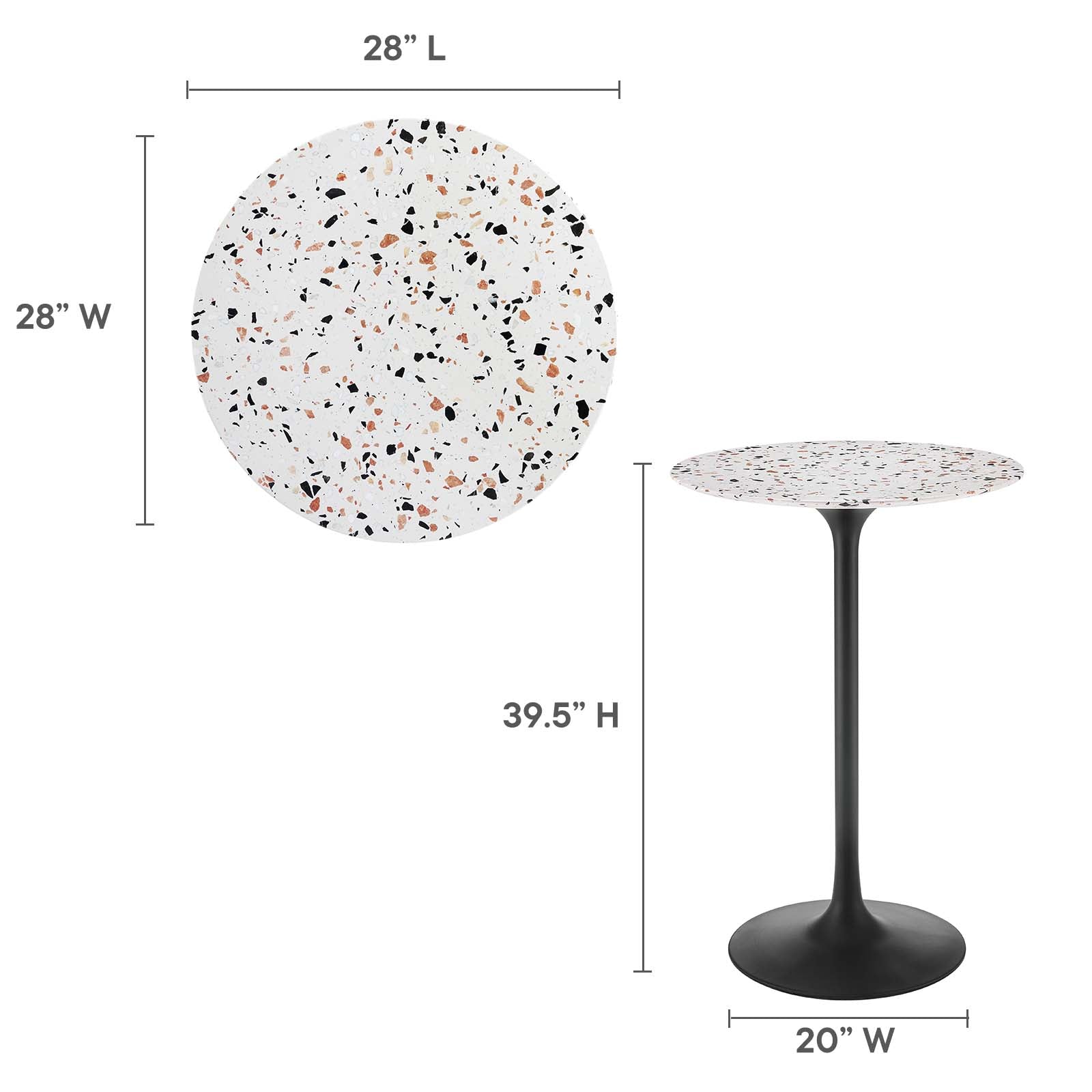 Lippa 28" Round Terrazzo Bar Table By Modway - EEI-5709 | Bar Tables | Modishstore - 6