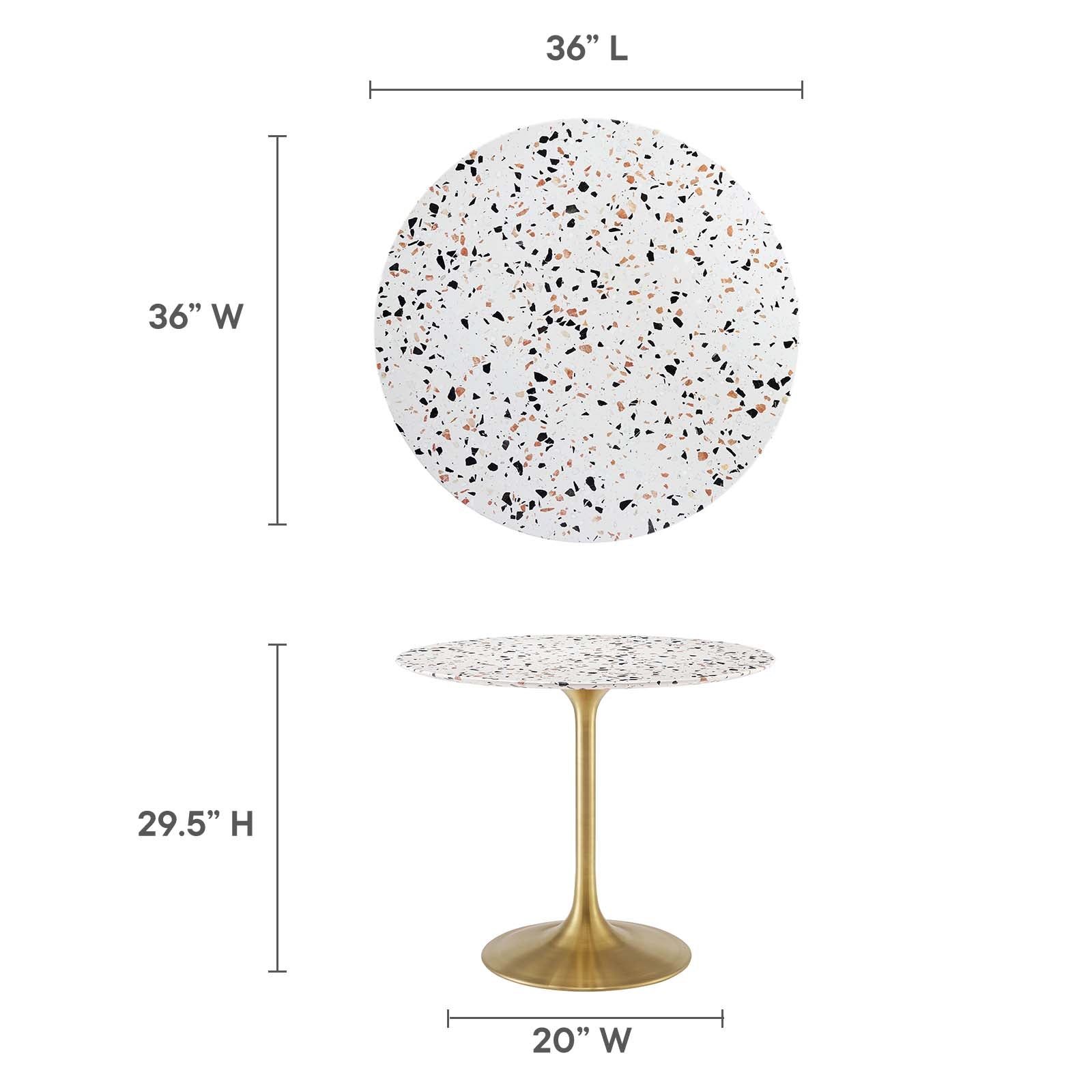 Lippa 36" Round Terrazzo Dining Table By Modway - EEI-5715 | Dining Tables | Modishstore - 6