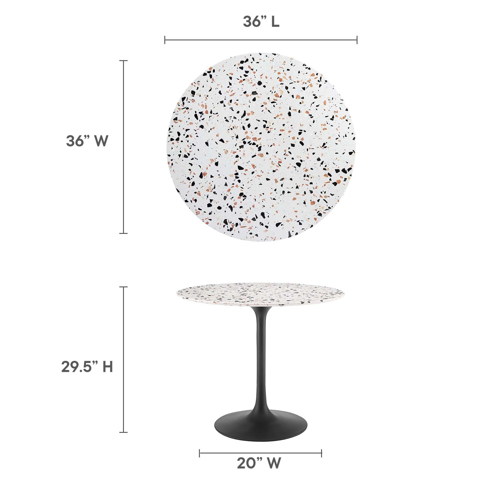 Lippa 36" Round Terrazzo Dining Table By Modway - EEI-5716 | Dining Tables | Modishstore - 6