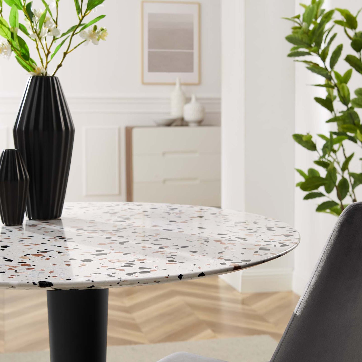 Zinque 36" Round Gold White Terrazzo Dining Table By Modway - EEI-5718-GLD-WHI | Dining Tables |  Modishstore - 6