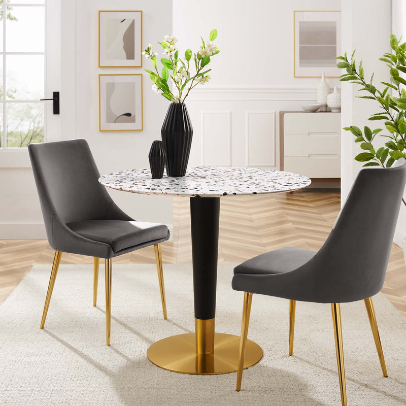 Zinque 36" Round Gold White Terrazzo Dining Table By Modway - EEI-5718-GLD-WHI | Dining Tables |  Modishstore