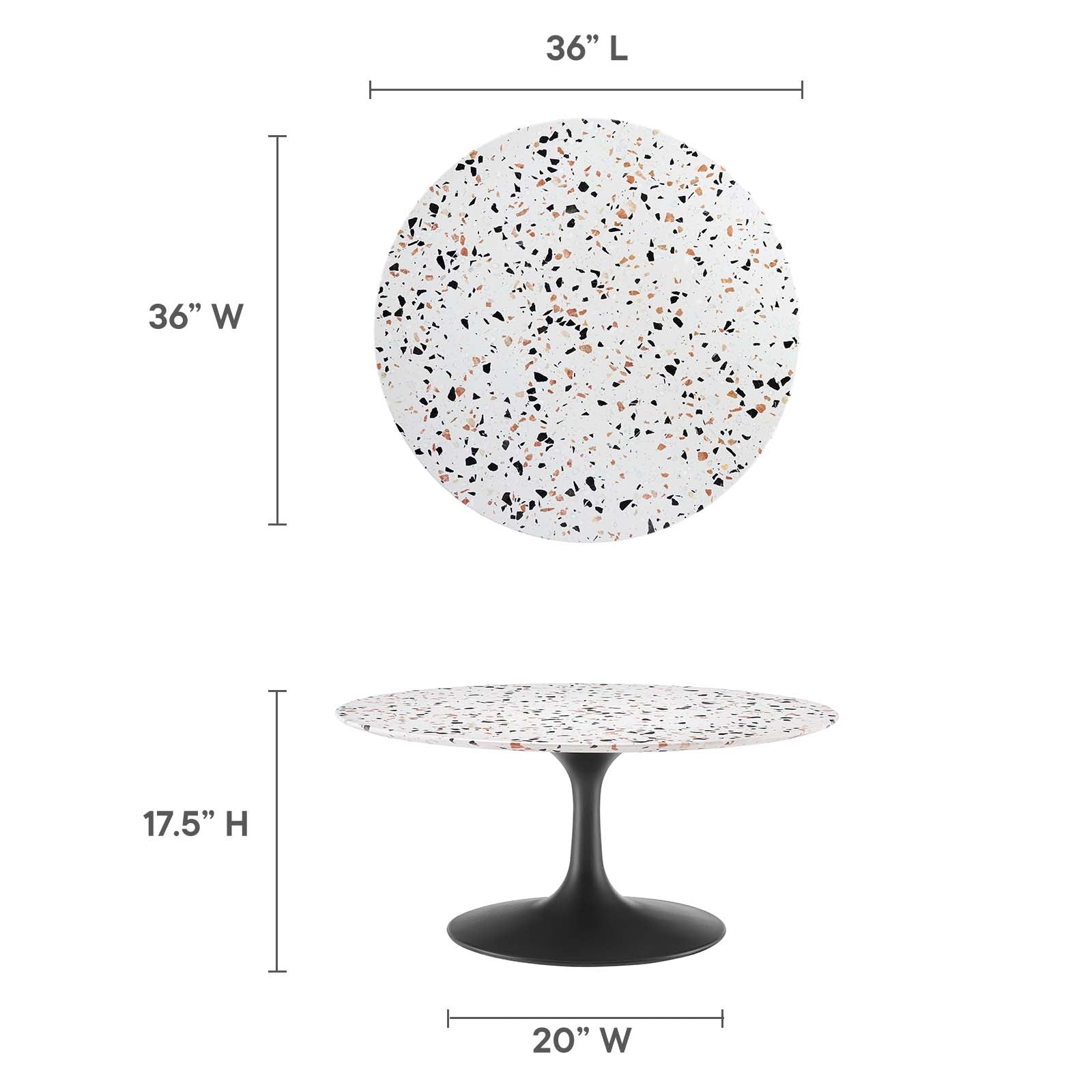 Lippa 36" Round Terrazzo Coffee Table By Modway - EEI-5721 | Coffee Tables | Modishstore - 6