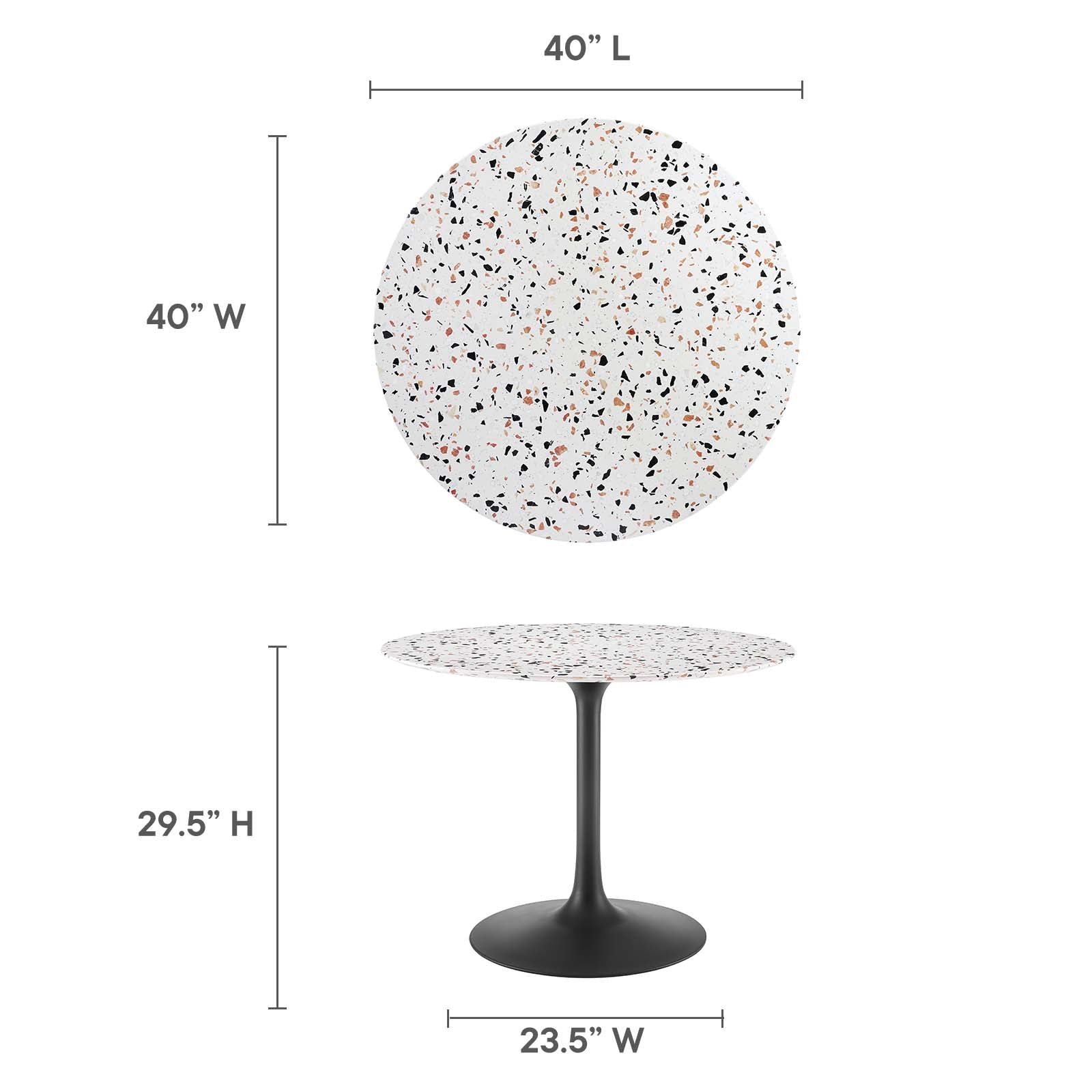 Lippa 40" Round Terrazzo Dining Table By Modway - EEI-5725 | Dining Tables | Modishstore - 6