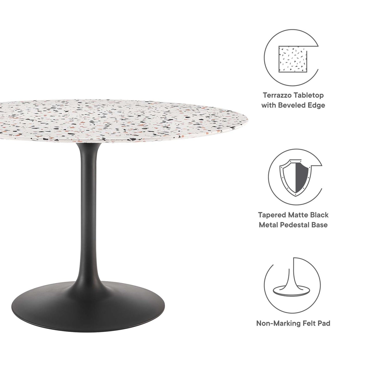 Lippa 47" Round Terrazzo Dining Table By Modway - EEI-5731 | Dining Tables | Modishstore - 5