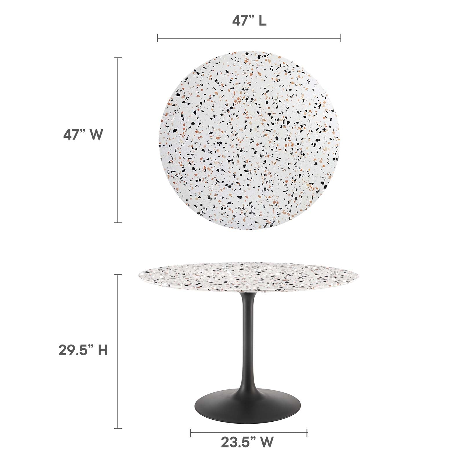 Lippa 47" Round Terrazzo Dining Table By Modway - EEI-5731 | Dining Tables | Modishstore - 6