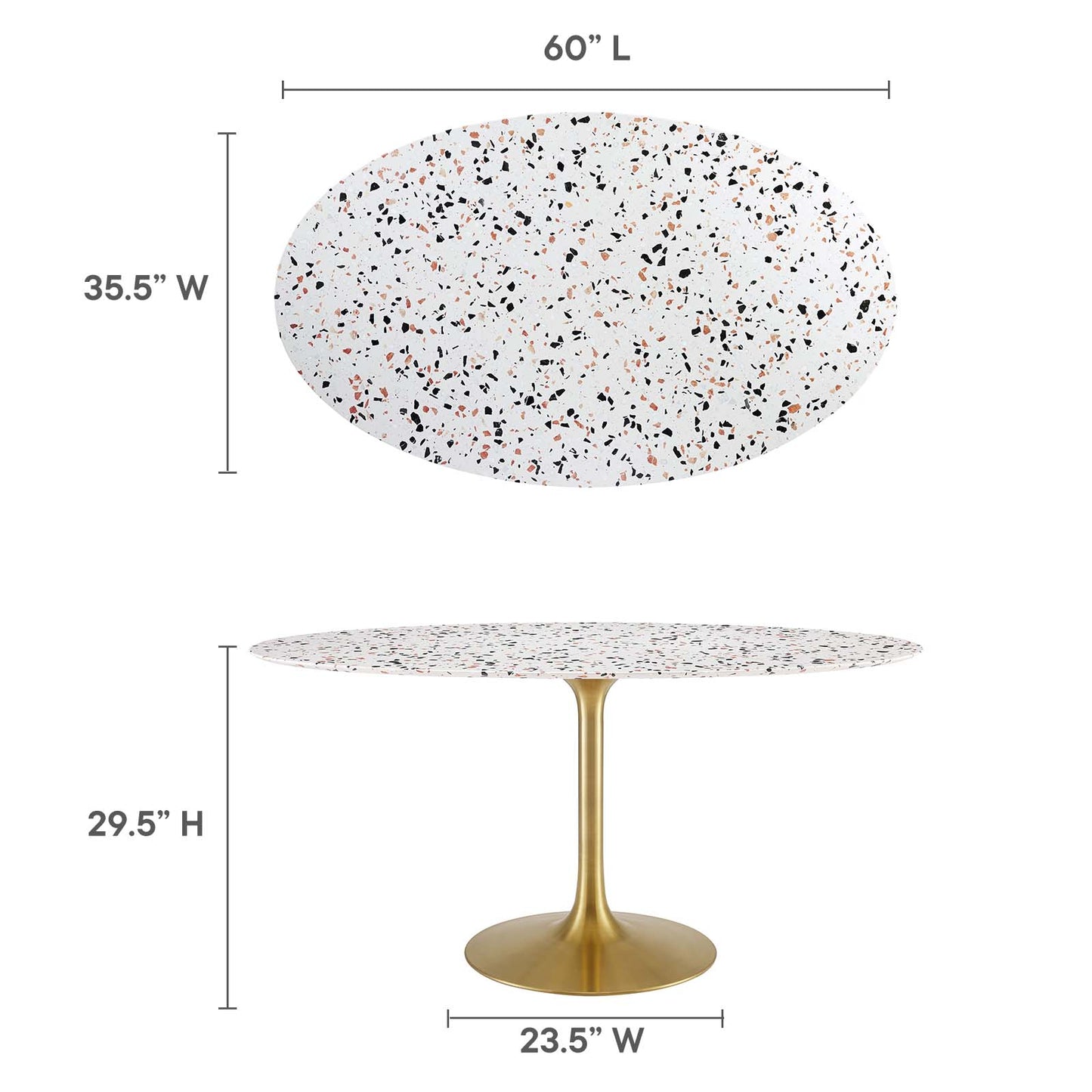 Lippa 60" Oval Terrazzo Dining Table By Modway - EEI-5736 | Dining Tables | Modishstore - 6