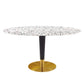 Zinque 60" Oval Terrazzo Dining Table By Modway - EEI-5738-GLD-WHI | Dining Tables |  Modishstore - 2