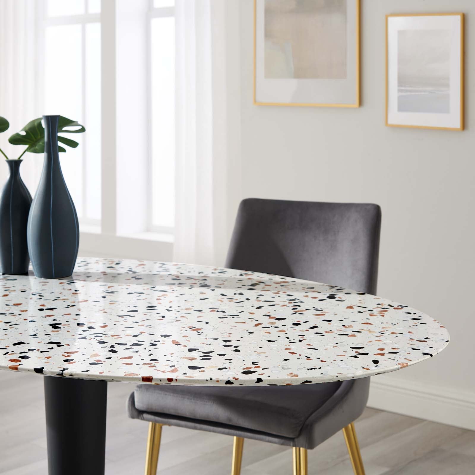 Zinque 60" Oval Terrazzo Dining Table By Modway - EEI-5738-GLD-WHI | Dining Tables |  Modishstore - 6