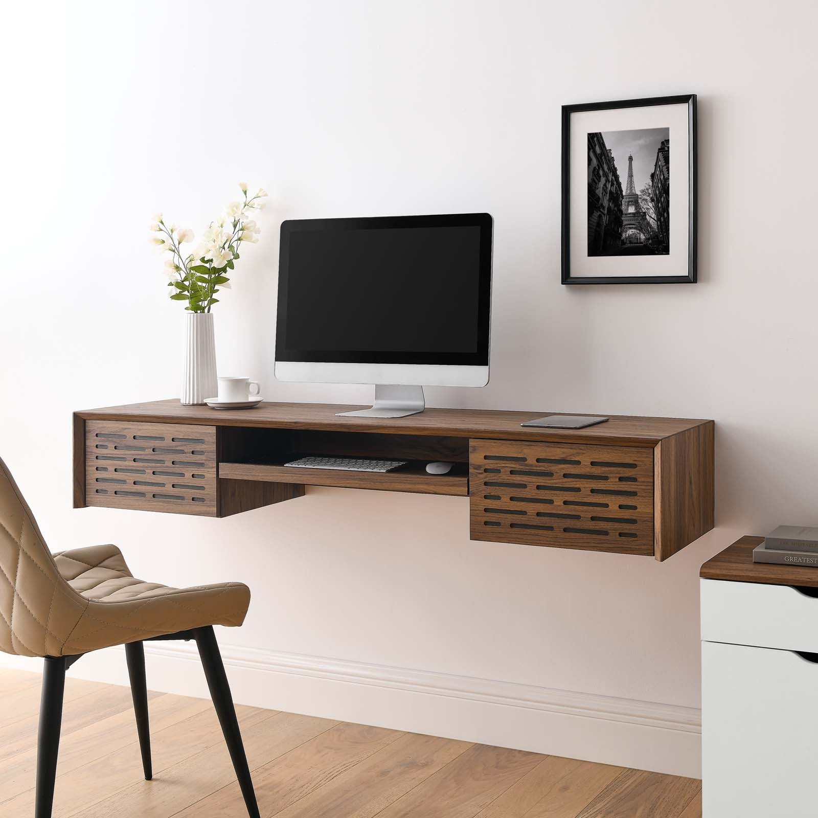 Merit 60" Wall Mount Wood Office Desk By Modway - EEI-5744 | Desks | Modishstore - 1