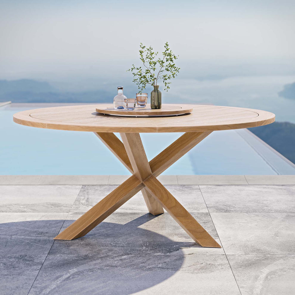 Wellspring 63" Outdoor Patio Teak Wood Dining Table By Modway - EEI-5745 | Outdoor Tables | Modishstore - 1
