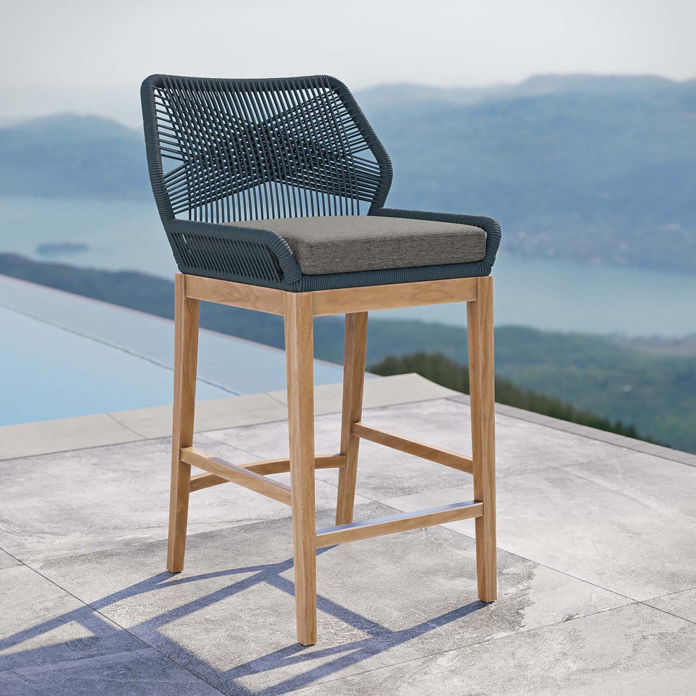 Wellspring Outdoor Patio Teak Wood Bar Stool By Modway - EEI-5746 | Bar Stools | Modishstore - 1