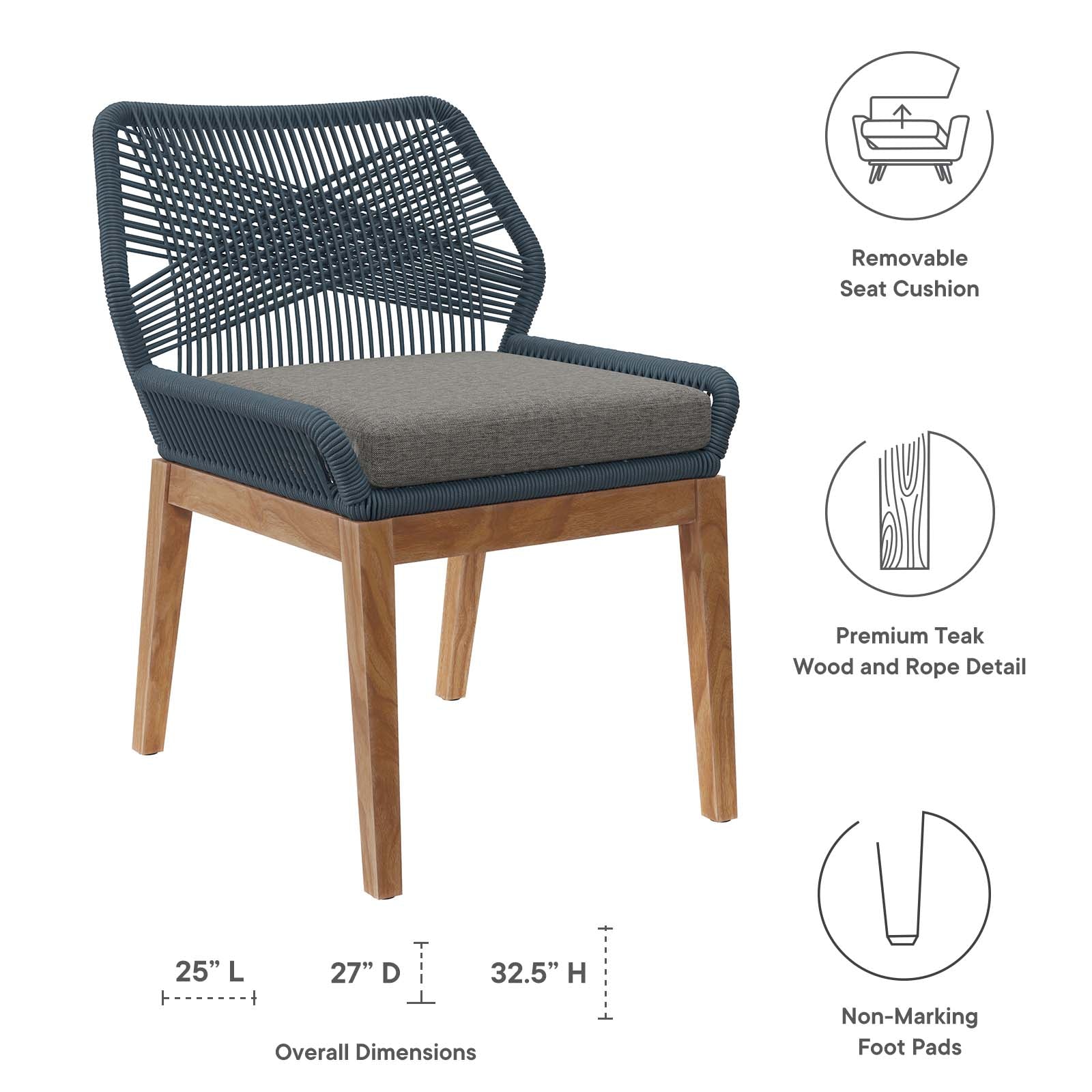 Wellspring Outdoor Patio Teak Wood Dining Chair By Modway - EEI-5747 | Outdoor Chairs | Modishstore - 6