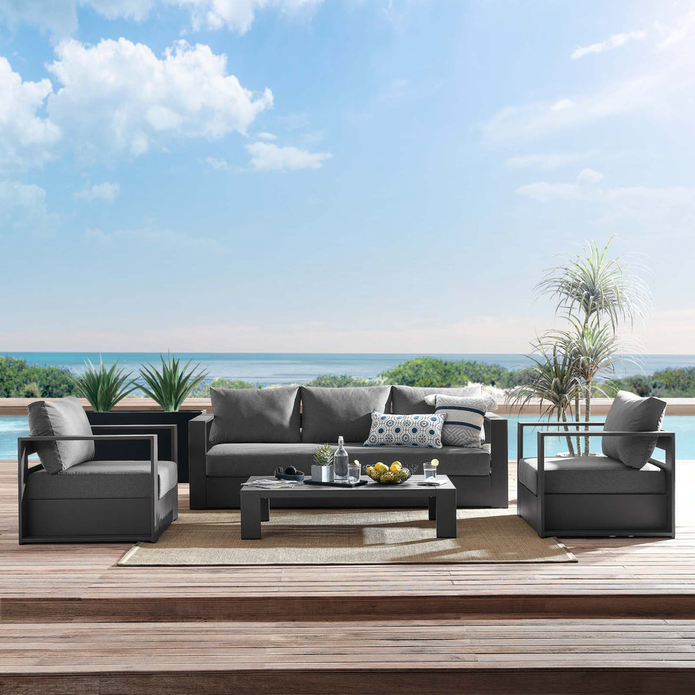 Tahoe Outdoor Patio Powder-Coated Aluminum 4-Piece Set By Modway - EEI-5749 | Outdoor Sofas, Loveseats & Sectionals | Modishstore - 1