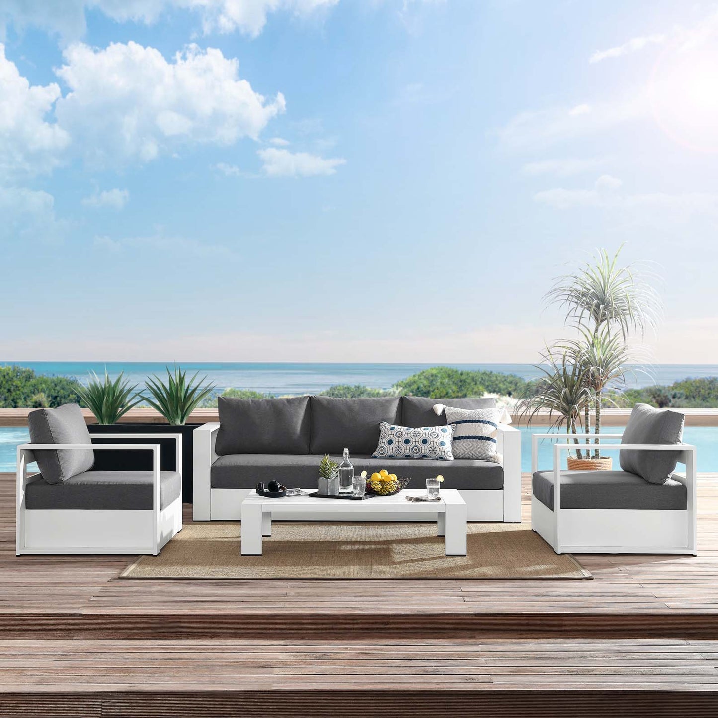 Tahoe Outdoor Patio Powder-Coated Aluminum 4-Piece Set By Modway - EEI-5749 | Outdoor Sofas, Loveseats & Sectionals | Modishstore - 49