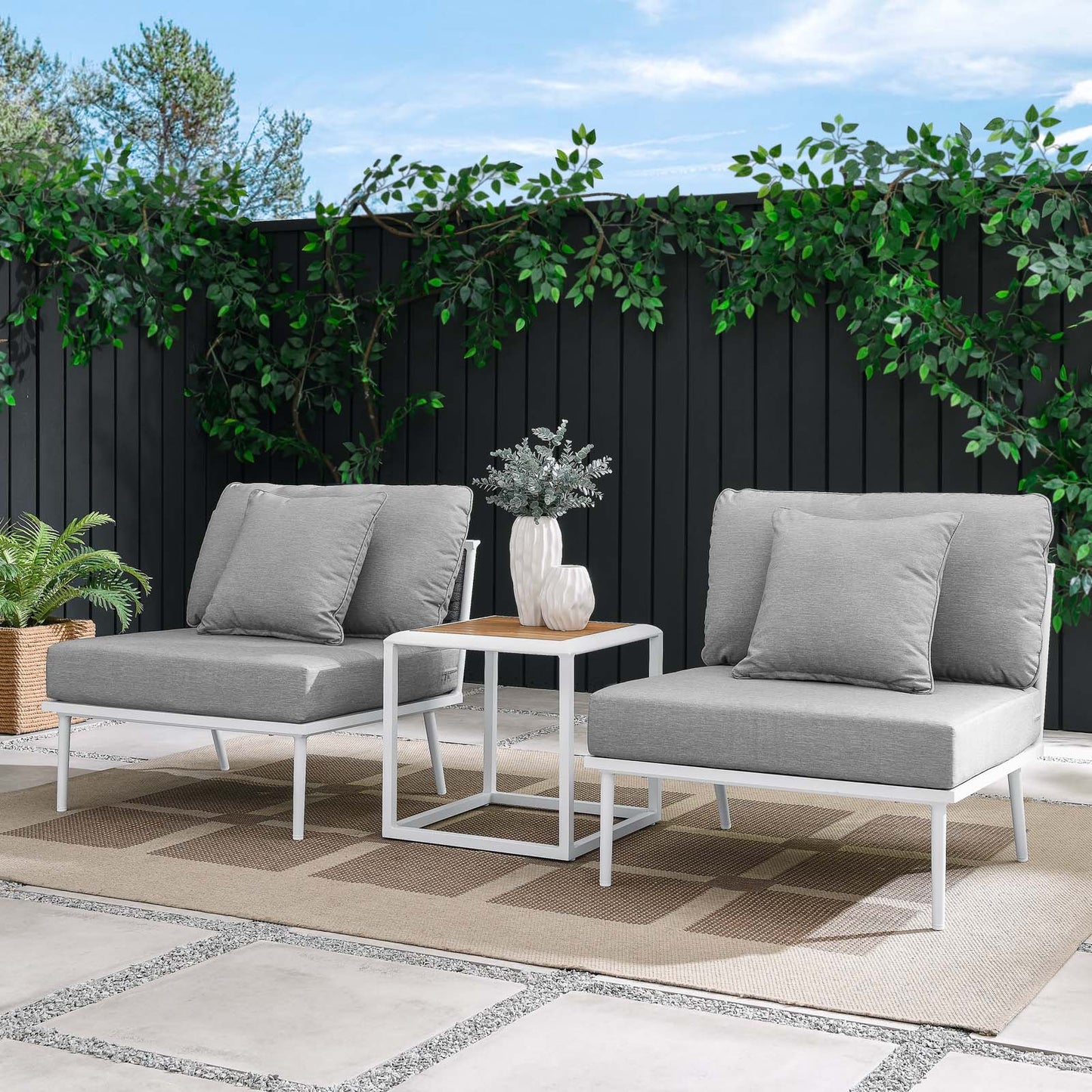 Stance 3 Piece Outdoor Patio Aluminum Outdoor Patio Aluminum Set By Modway | Outdoor Sofas, Loveseats & Sectionals | Modishstore