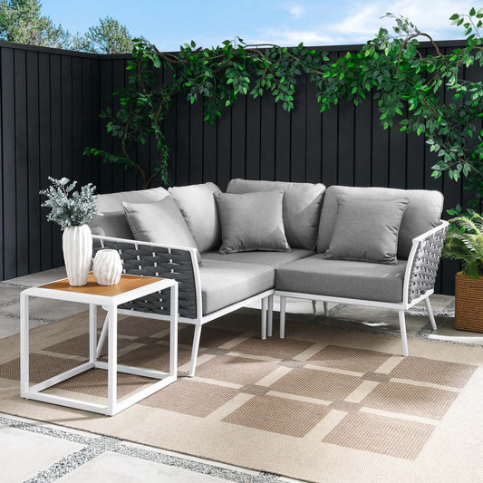 Stance 4 Piece Outdoor Patio Aluminum Outdoor Patio Aluminum Sectional Sofa Set By Modway | Outdoor Sofas, Loveseats & Sectionals | Modishstore