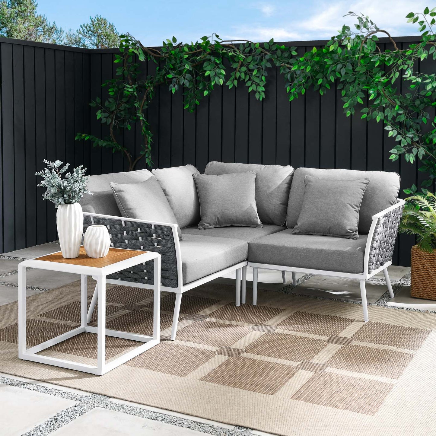 Stance 4 Piece Outdoor Patio Aluminum Outdoor Patio Aluminum Sectional Sofa Set By Modway - EEI-5755 | Outdoor Sofas, Loveseats & Sectionals | Modishstore - 1