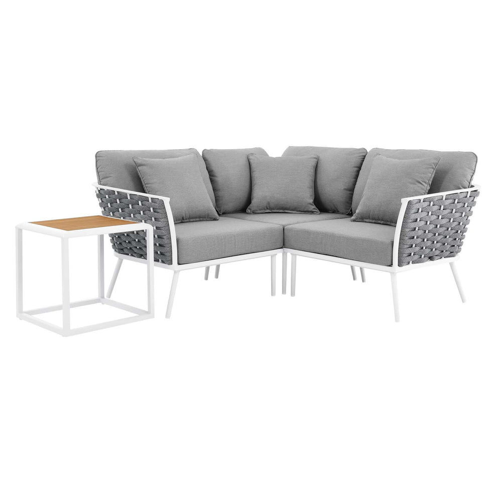 Stance 4 Piece Outdoor Patio Aluminum Outdoor Patio Aluminum Sectional Sofa Set By Modway - EEI-5755 | Outdoor Sofas, Loveseats & Sectionals | Modishstore - 2